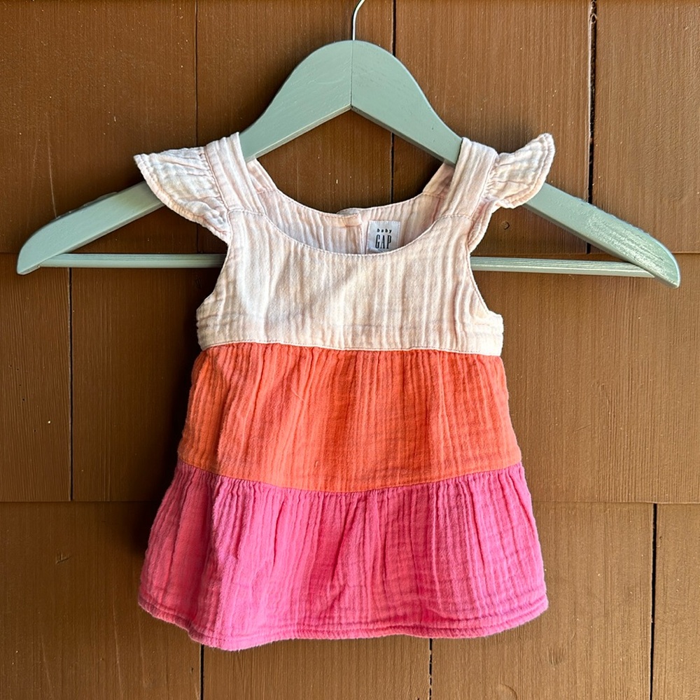 babyGAP Pink Colorblock Tank- Size 18/24mo- 100% cotton